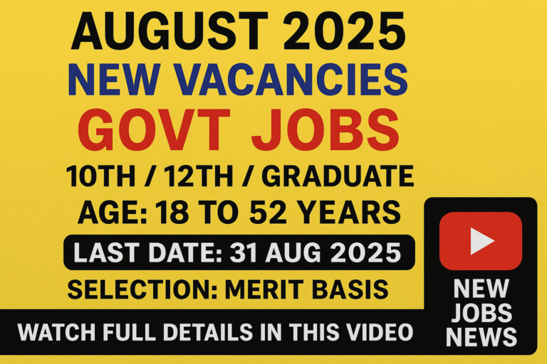 New Job Vacancy 2025 Latest Govt Jobs Notifications